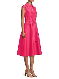 Belted Slubbed Cotton-Blend Dress