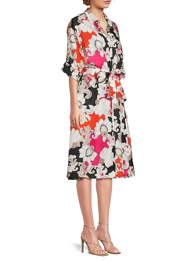 Cressida Belted Printed Silk Twill Shirtdress