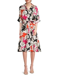 Cressida Belted Printed Silk Twill Shirtdress