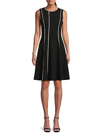 Pleated Compact Knit Midi-Dress