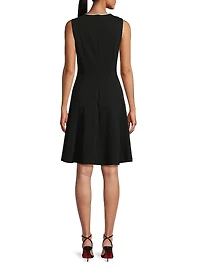 Pleated Compact Knit Midi-Dress