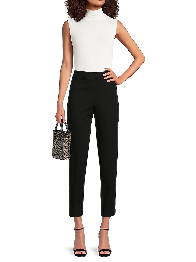 Compact Knit Straight-Leg Pants