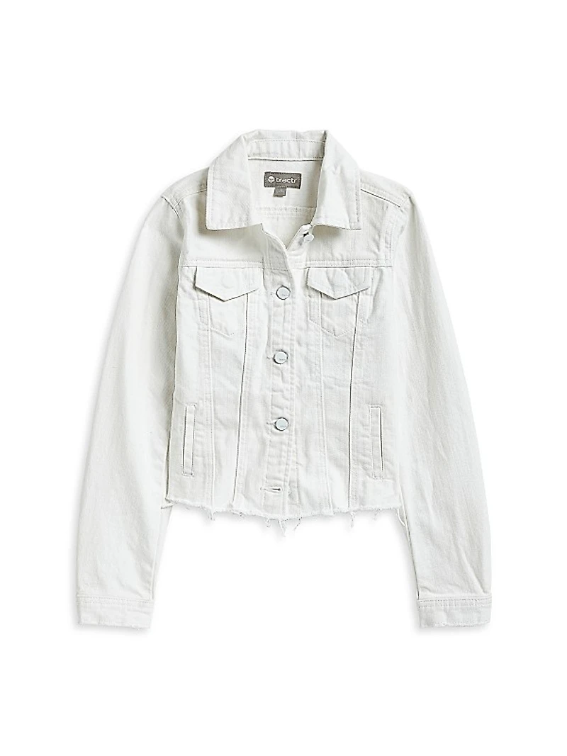 Girl's Raw Edge Hem Denim Jacket