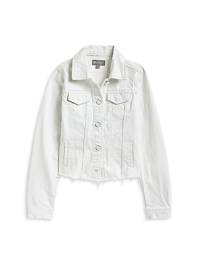 Girl's Raw Edge Hem Denim Jacket
