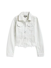 Girl's Raw Edge Hem Denim Jacket