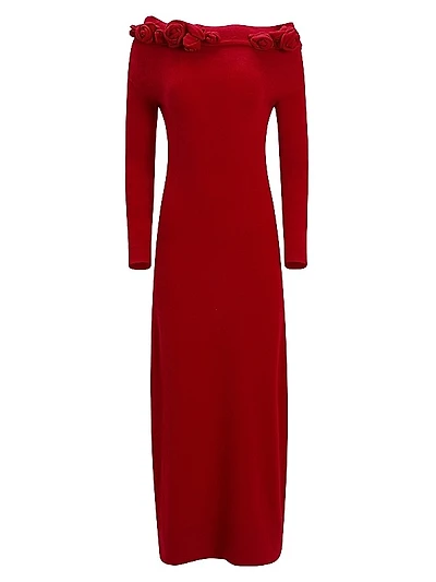 Lunaire Cashmere Rose Off-the-Shoulder Gown