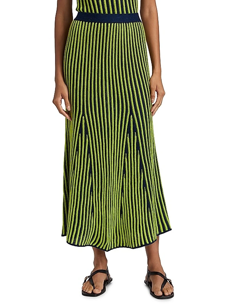 Marina Stripe Cotton Maxi Skirt