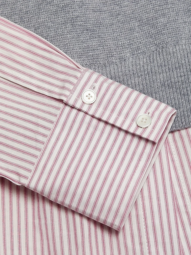 Aissa Striped Wool-Blend Mixed-Media Top