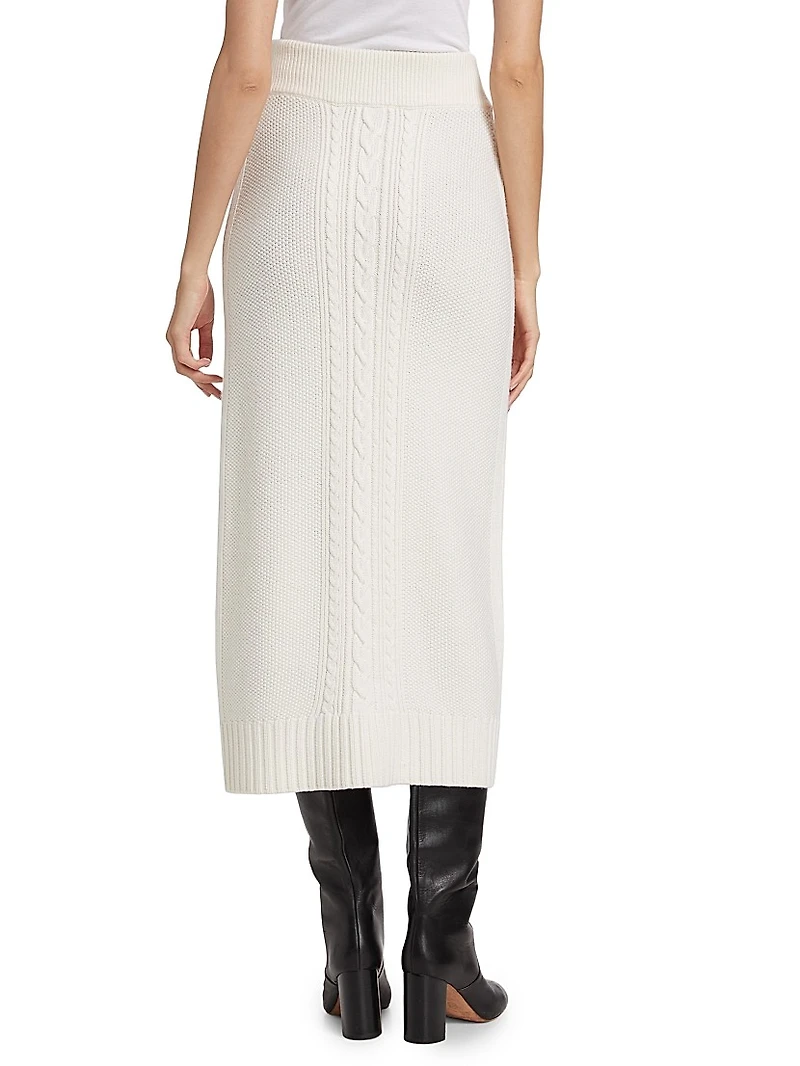 Valentin Wool Cable-Knit Maxi Skirt