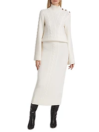 Valentin Wool Cable-Knit Maxi Skirt