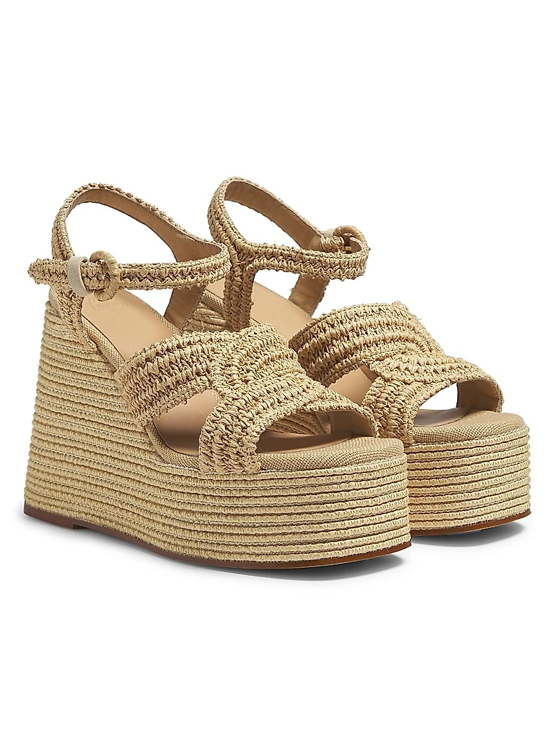 Fiodora Raffia Wedge Sandals