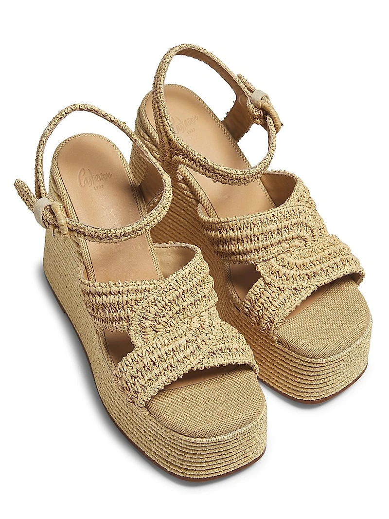 Fiodora Raffia Wedge Sandals