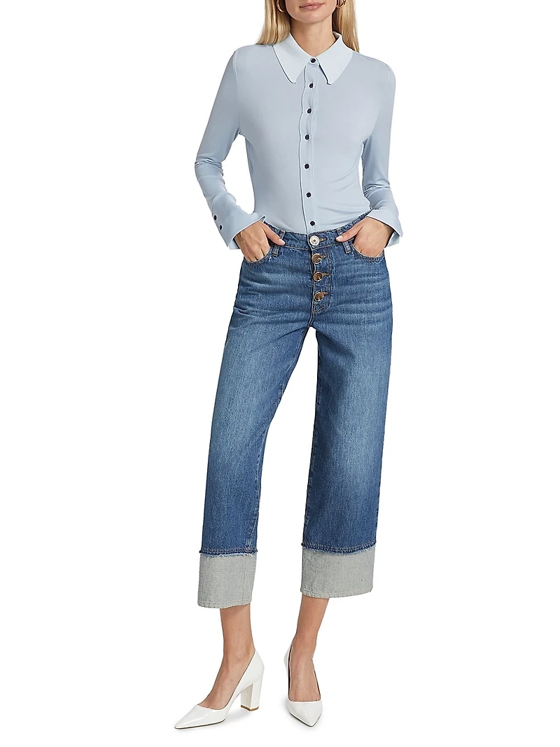 Simona Cuffed Straight-Leg Jeans