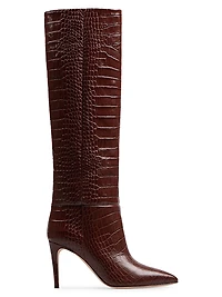 Stiletto 85MM Crocodile-Embossed Leather Boots