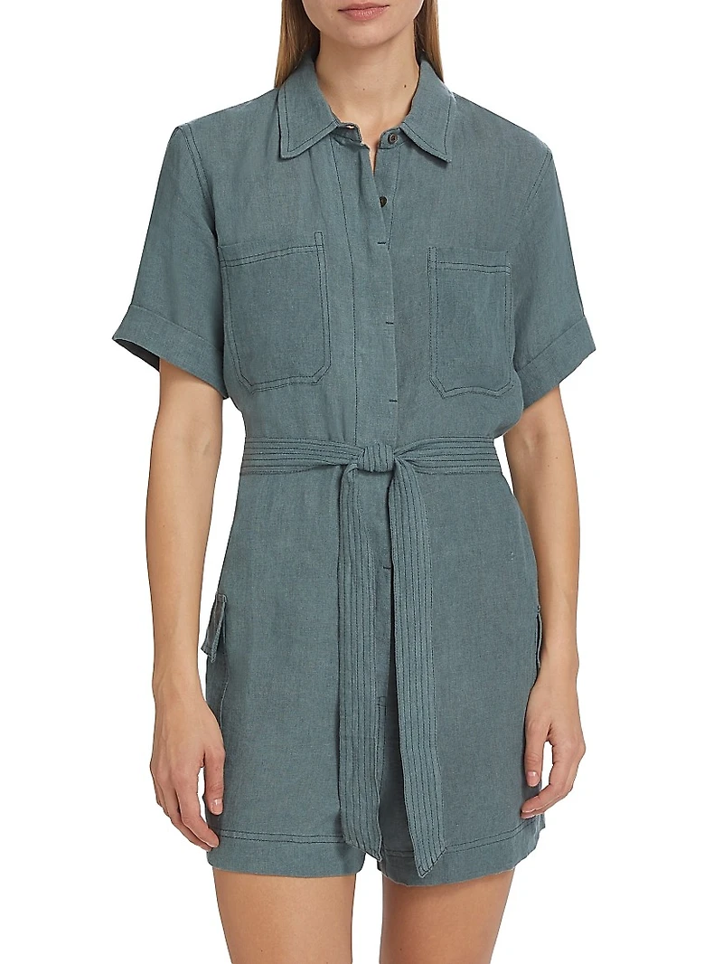 Linen Tie-Waist Romper