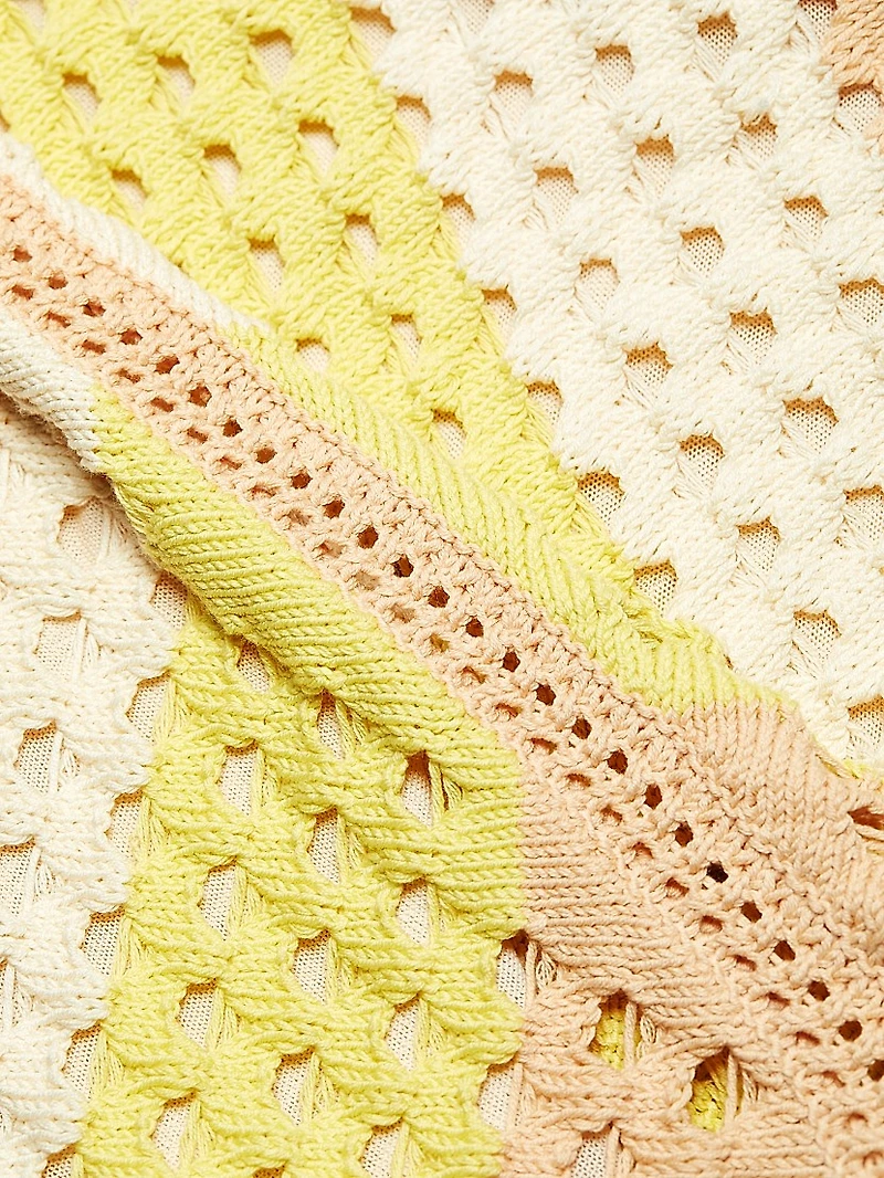 Cotton Striped Crochet Miniskirt