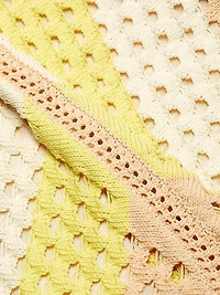 Cotton Striped Crochet Miniskirt