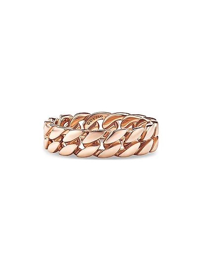 Curb Chain Band Ring 18K Rose Gold, 6MM
