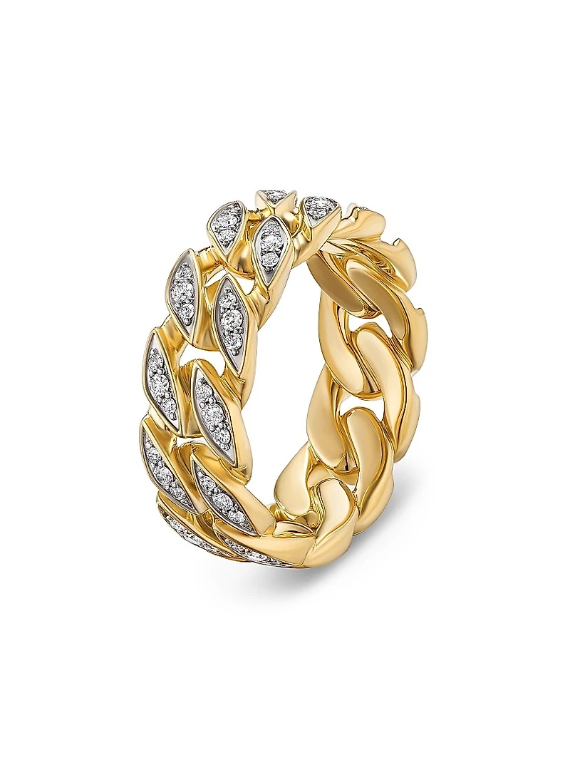 Curb Chain Band Ring 18K Yellow Gold
