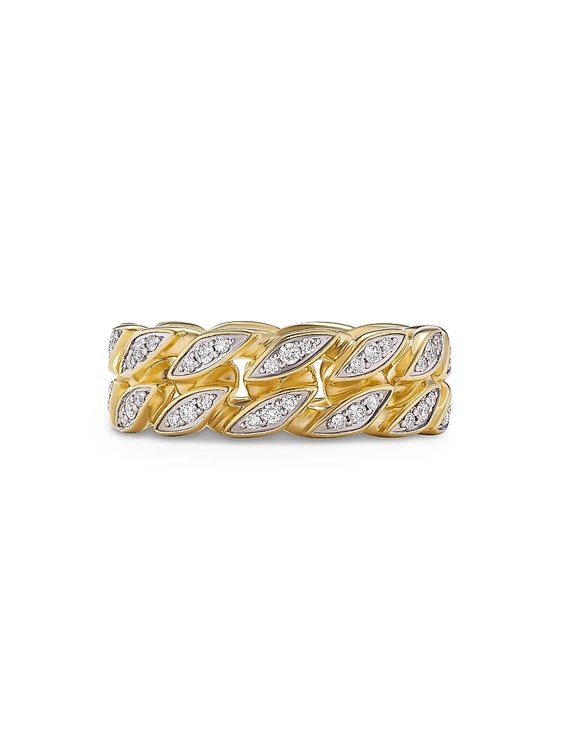 Curb Chain Band Ring 18K Yellow Gold