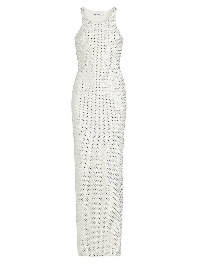 Mesh Rhinestone Maxi Dress