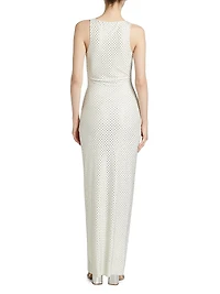 Mesh Rhinestone Maxi Dress