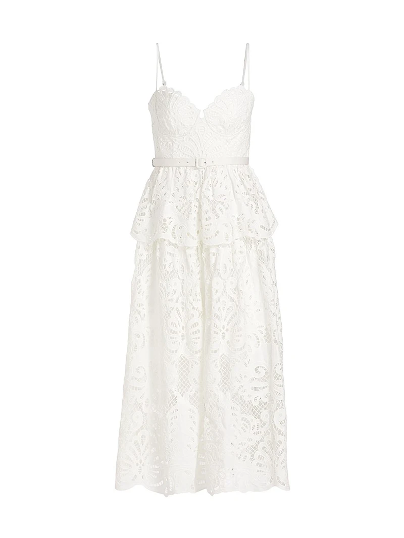 Lace Cotton Tiered Midi-Dress