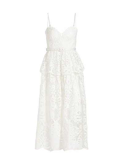Lace Cotton Tiered Midi-Dress
