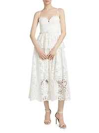 Lace Cotton Tiered Midi-Dress