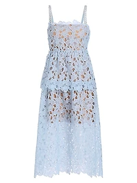 Organza Lace Tiered Midi-Dress