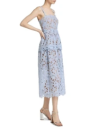 Organza Lace Tiered Midi-Dress