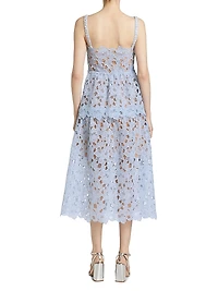 Organza Lace Tiered Midi-Dress