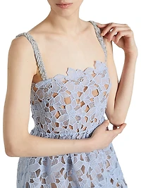 Organza Lace Tiered Midi-Dress