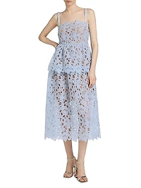 Organza Lace Tiered Midi-Dress