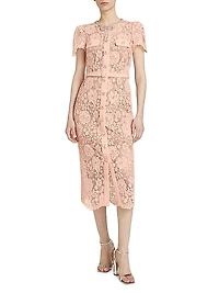 Lace Embellished Bow Midi-Dress