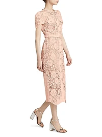 Lace Embellished Bow Midi-Dress