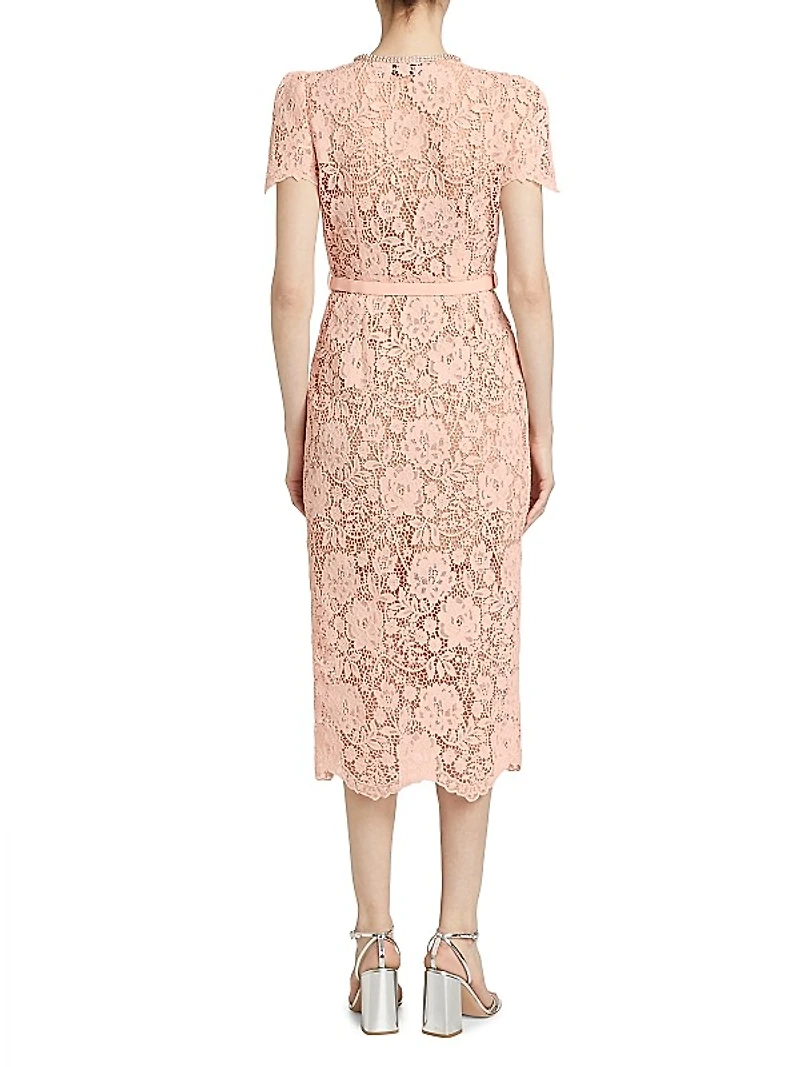 Lace Embellished Bow Midi-Dress