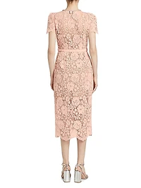 Lace Embellished Bow Midi-Dress