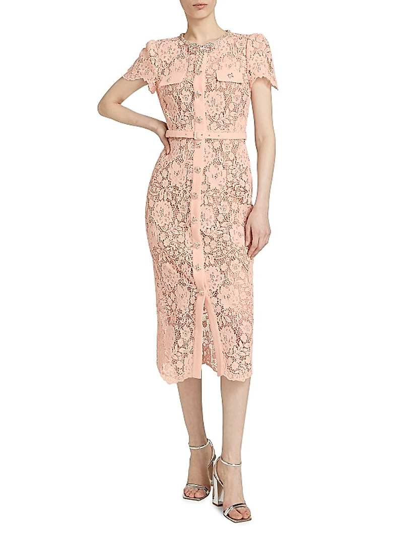 Lace Embellished Bow Midi-Dress