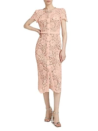 Lace Embellished Bow Midi-Dress