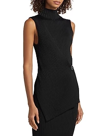 Viscose Rib-Knit Turtleneck Top