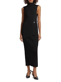 Viscose Rib-Knit Turtleneck Top