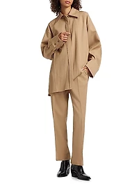 Slim-Leg Tailored Wool Trousers