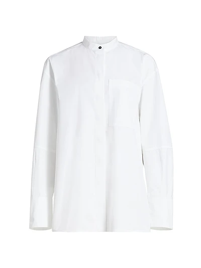 Button-Up Poplin Tunic Shirt