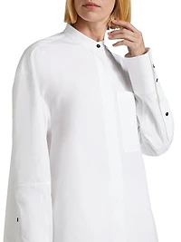 Button-Up Poplin Tunic Shirt
