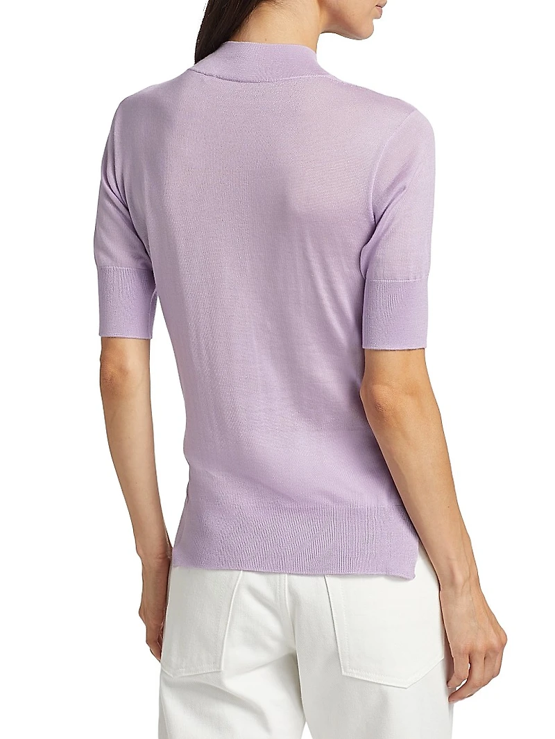 Wool & Cashmere-Blend Rib-Knit Trim Sweater