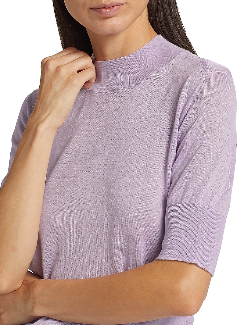 Wool & Cashmere-Blend Rib-Knit Trim Sweater