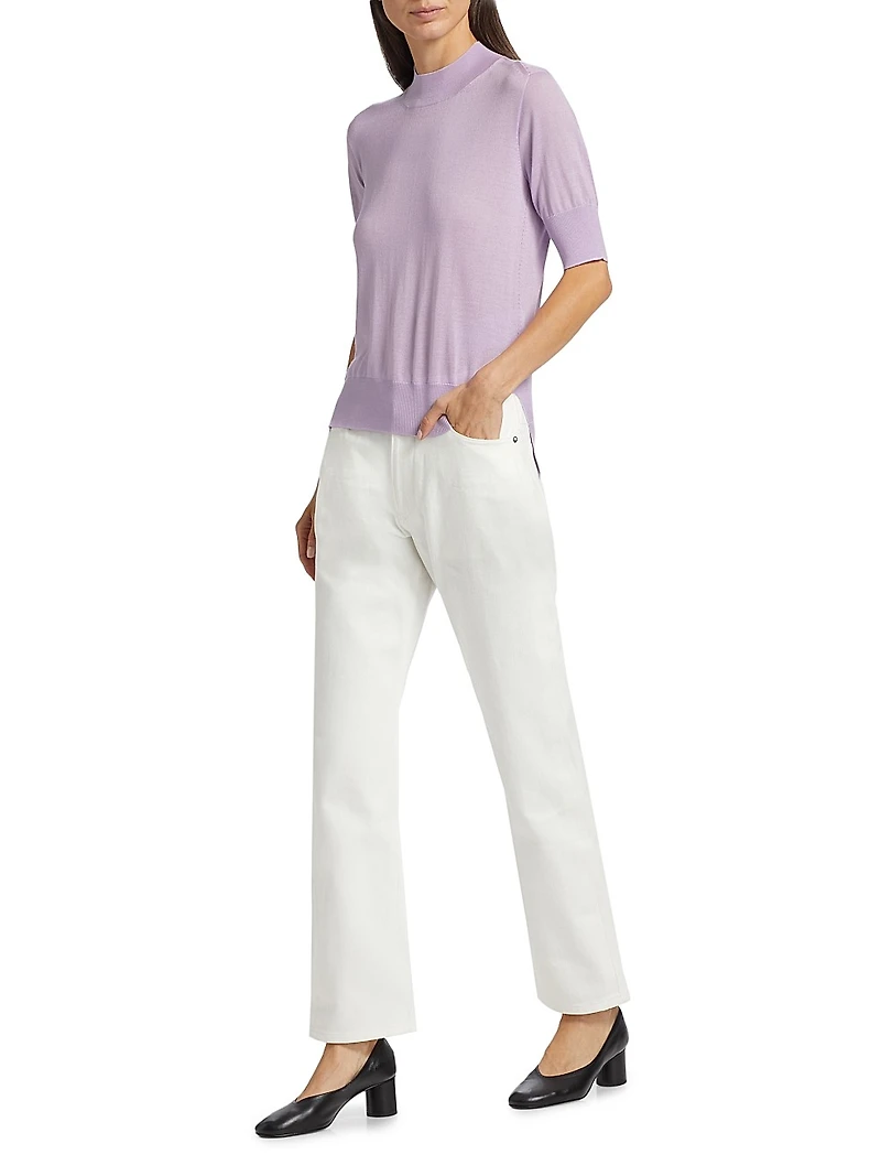 Wool & Cashmere-Blend Rib-Knit Trim Sweater