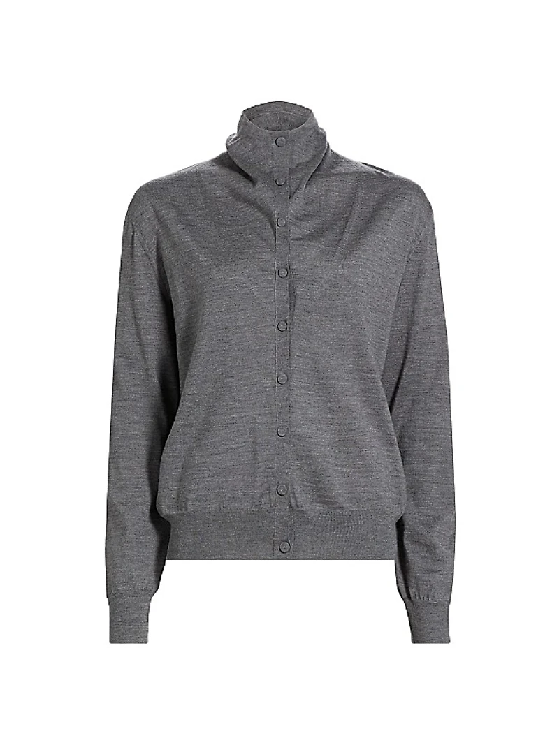 High Neck Wool Cardigan