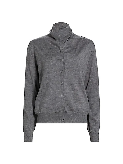 High Neck Wool Cardigan